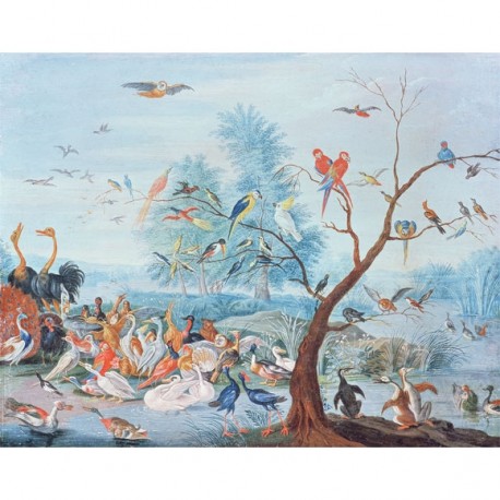 Tropical Birds Panel • Wallpaper • AU FIL DES COULEURS • AZURA