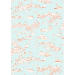 Bahamas Coral and Turquoise-T5755 • Wallpaper • THIBAUT • AZURA